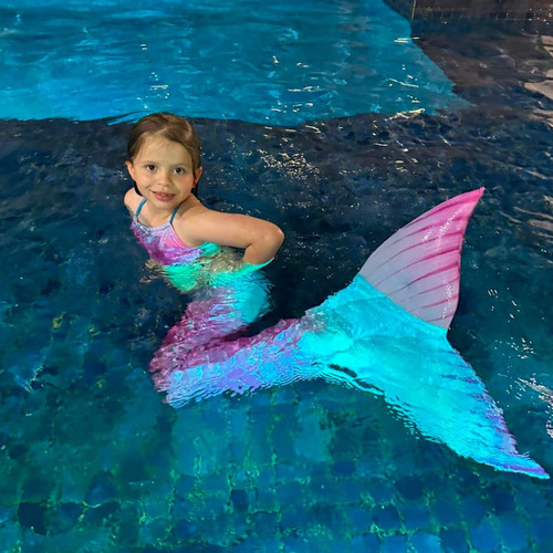 Fantasia Infantil Sereia Cauda P Nadar Com Monofim E Biquini